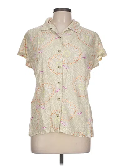 Pre-owned Columbia Short Sleeve Blouse In White