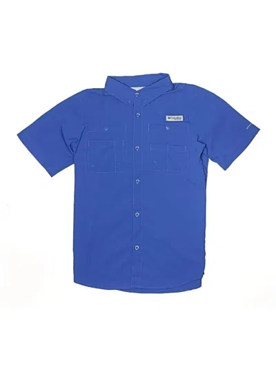 Pre-owned Columbia Kids' Short Sleeve Button Down Shirt In Blue