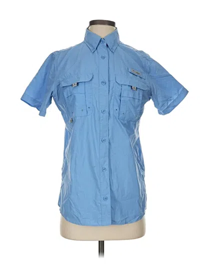 Pre-owned Columbia Short Sleeve Button Down Shirt In Blue