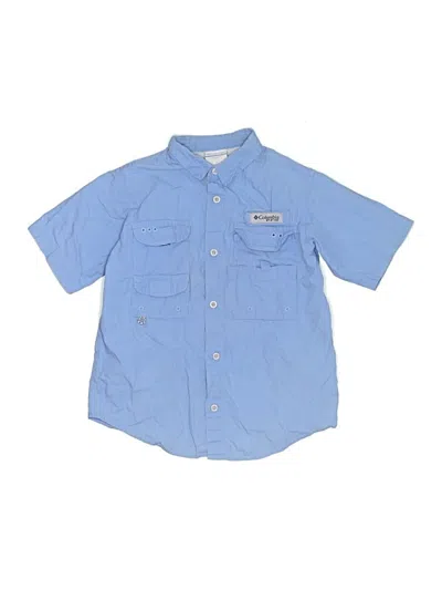 Pre-owned Columbia Kids' Short Sleeve Button Down Shirt In Blue
