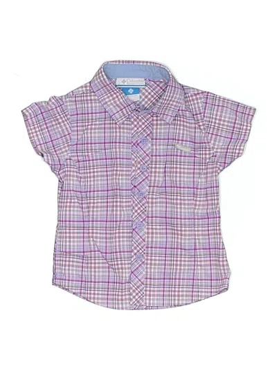 Pre-owned Columbia Kids' Short Sleeve Button Down Shirt In Purple