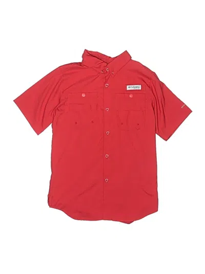 Pre-owned Columbia Kids' Short Sleeve Button Down Shirt In Red