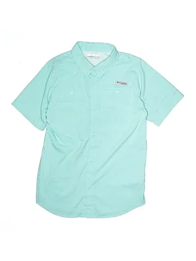 Pre-owned Columbia Kids' Short Sleeve Button Down Shirt In Teal