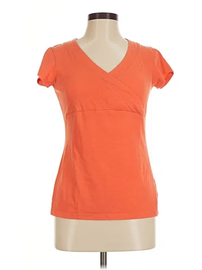 Pre-owned Columbia Short Sleeve Top Orange V-neck Tops