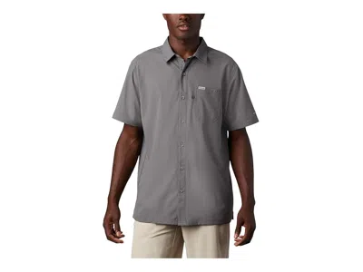 Columbia Slack Tidetm Camp Shirt Men's Short Sleeve Button Up City Grey: Lg, Polyester In Gray