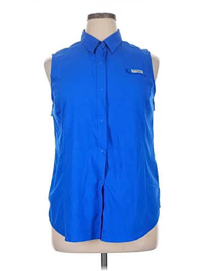 Pre-owned Columbia Sleeveless Button Down Shirt In Blue