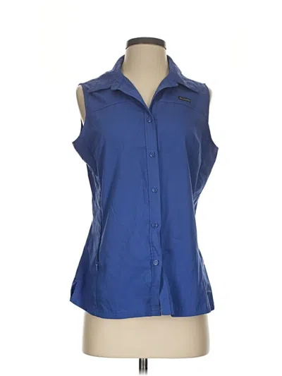 Pre-owned Columbia Sleeveless Button Down Shirt In Blue