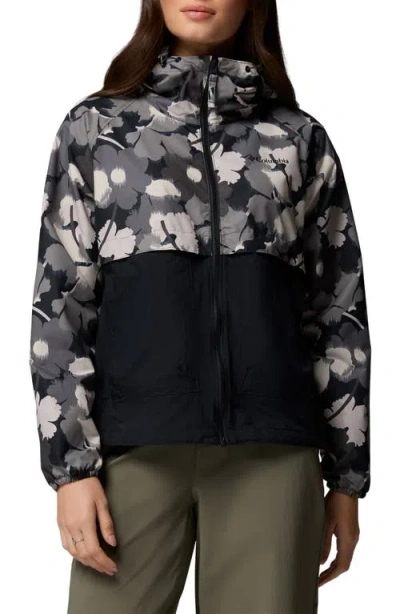 Columbia Spire Valley Print Water Repellent Windbreaker In Black