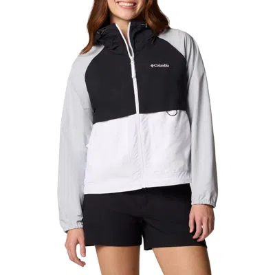 Columbia Spire Valley Water Repellent Windbreaker In White/ Black/ Cirrus