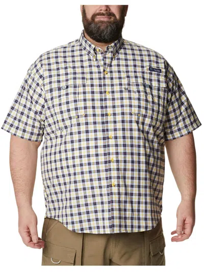 Columbia Sportswear Big & Tall Mens Collared Plaid Button-down Shirt In Beige