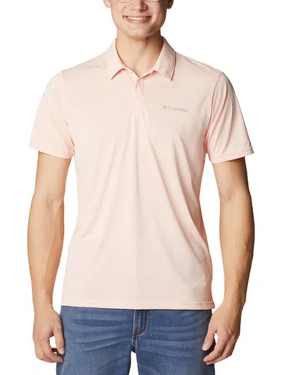 Columbia Sportswear Mens Fitness Hiking Polo In Pink