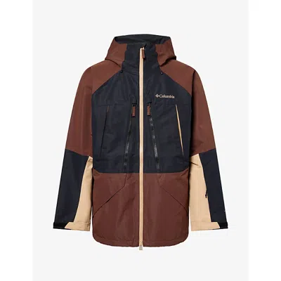 Columbia Sportwear Mens Tobacco, Black, Canoe Coreshot Hooded Shell Jacket In Brown