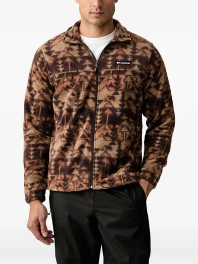 Columbia Steens Mountain Geometric-print Zip-up Cardigan In Brown