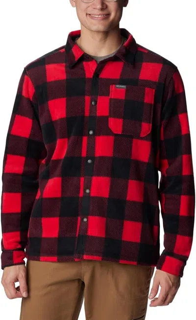 Columbia Steens Mountain Shirt Shacket Men's Red Black Sheck Collar Ups790
