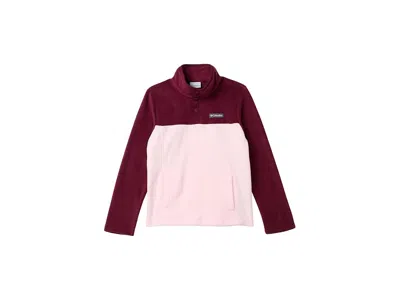 Columbia Steens Mountaintm Ii 1/4 Snap Fleece Pullover (little Kid/big Kid) Kid's Clothing Satin Pink/rich Wi In Burgundy