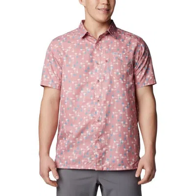 Columbia Super Slack Tide Camp Shirt Men's Red Short Sleeve Button Up Fts897