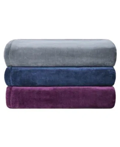 Columbia Super Soft Plush Fleece Blanket In Gray