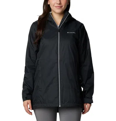 COLUMBIA SWITCHBACK LINED RAIN JACKET WOMEN BLACK WATERPROOF FULL ZIP FTS1597