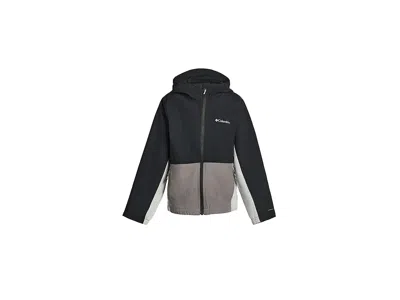 Columbia Tabor Trail Windbreaker (little Kid/big Kid) Boy's Fleece Black/ Grey/city Grey : Sm (8 Big