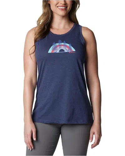 Columbia Tank Top Womens Xl Navy Cotton Bluff Mesa Sleeveless Relaxed Fit Vsq165 In Blue
