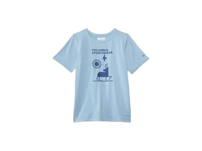 Columbia Tech Trail Short Sleeve Graphic Shirt (little Kid/big Kid) Boy's Clothing Ripple Blue Heather/explor