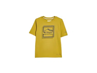 Columbia Tech Trail Utility Short Sleeve Graphic Crew (little Kid/big Kid) Boy's Clothing Antique Moss/dotty  In Yellow