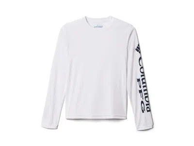 Columbia Terminal Tackletm L/s Tee (little Kids/big Kids) Boy's Long Sleeve Pullover White/collegiate Navy Lo In Pattern