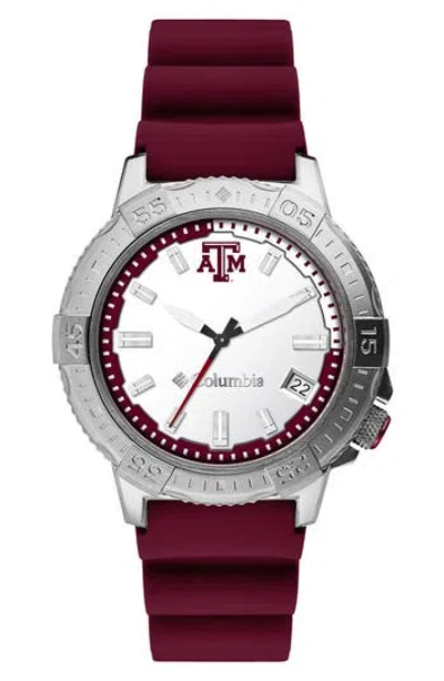 Columbia Texas A&m 3-hand Quartz Silicone Strap Watch, 45mm