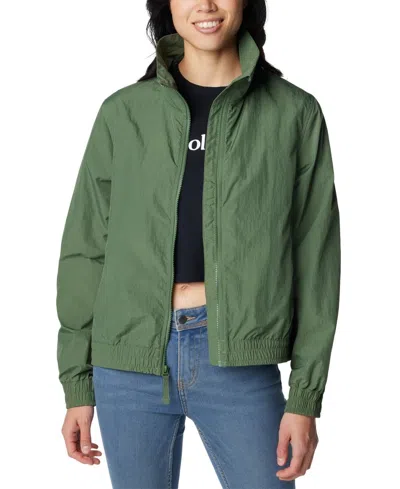Columbia Time Is Right Jacket Women's Canteen Full Zip Windbreaker Fts616 In Green