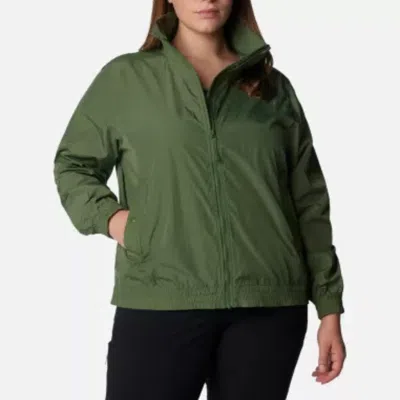 Columbia Time Is Right Jacket Women's Plus Green Full Zip Windbreaker Fts462