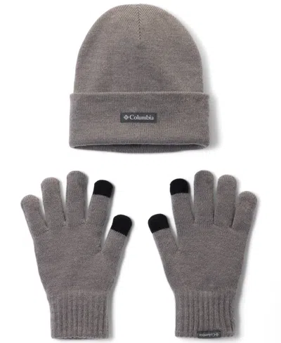 Columbia Touchscreen-compatible Knit Beanie And Gloves, 2-piece Set In Gray