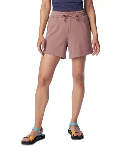 Columbia Trek Shorts Women Brown French Terry Drawstring Waist Hiking Fts1584