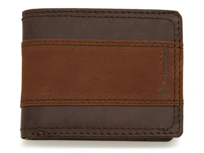 Columbia Twotoned Leather Bifold Wallet In Brown