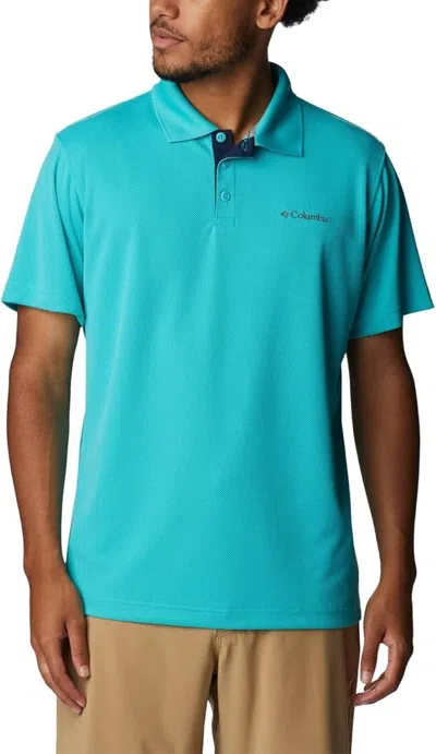 Columbia Utilizer Polo Shirt Men's Bright Aqua Upf 30 Short Sleeve Fts917 In Blue