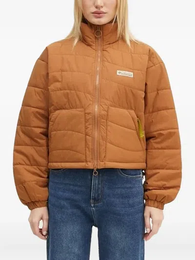 Columbia Wallowa™ Quilted Mountain-print Cropped Puffer Jacket In Orange