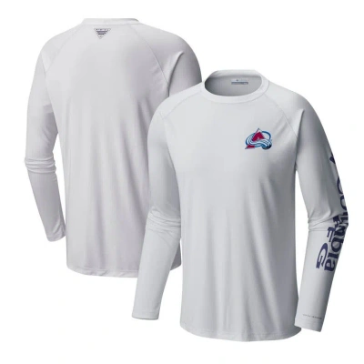Columbia White Colorado Avalanche Terminal Tackle Omni-shade Raglan Long Sleeve T-shirt
