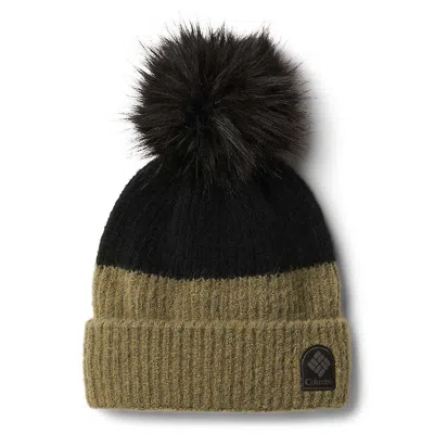Columbia Winter Blur 1862101397 Women's Green Black Pom Pom Beanie Hat App1836