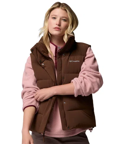 Columbia Women's Amaze Insulated Puffer Zip-off Hood Vest In Brown