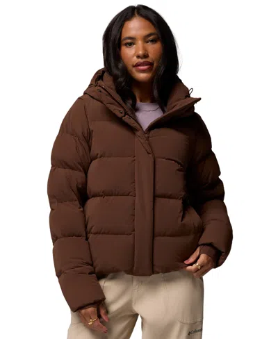Columbia Amaze Puff Hooded Jacket In Brown