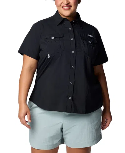 Columbia Women's Bahama Ii Button-down Short-sleeve Top In Black