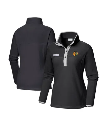COLUMBIA WOMEN'S BLACK CHICAGO BLACKHAWKS BENTON SPRINGS HALF-SNAP JACKET