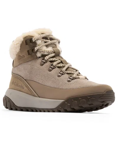 Columbia Women's Burnsider Waterproof Suede Shearling Lace-up Booties In Neutral