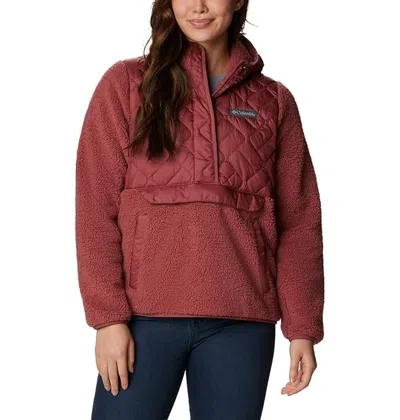 Columbia Women's  Sweet View Hoodie Burgundy Fleece Long Sleeve Ddr1474 In Red