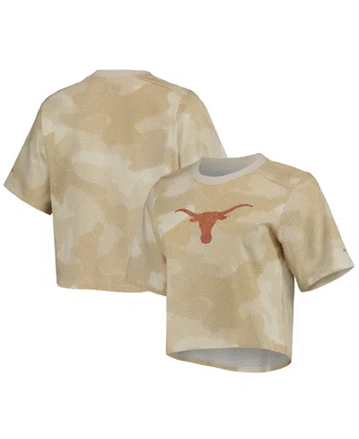 Columbia Women's  White And Tan Texas Longhorns Park Camo Boxy T-shirt In White,tan