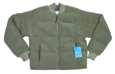 Columbia Women's Full Zip Insulated Faux Sherpa Fleece Jacket In Stone Green