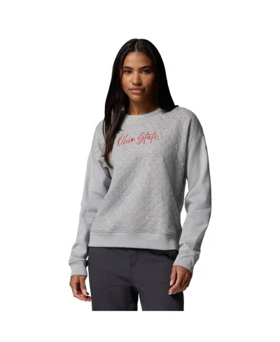 Columbia Women's Gray Ohio State Buckeyes Collegiate Hart Mountain Quilted Sweatshirt