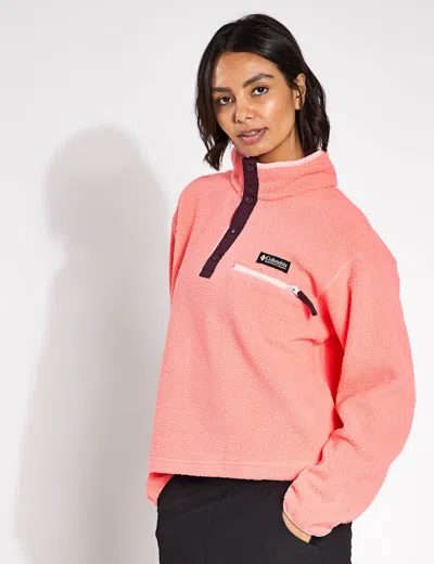 Columbia Women's Helvetia Ii Cropped Sherpa Half Snap Fleece In Pink