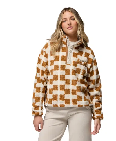 Columbia Helvetia Checkerboard Fleece Sweater In Brown