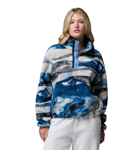 Columbia Women's Helvetia Ii Printed Cropped Half-snap Fleece In Blue