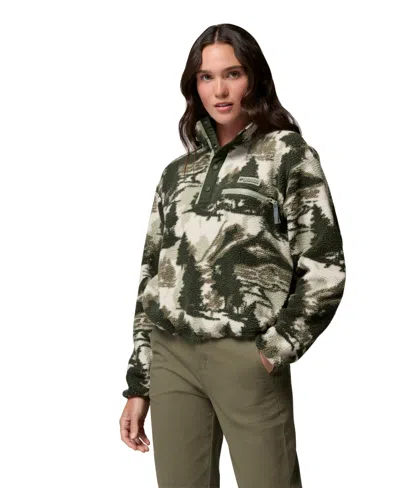 Columbia Women's Helvetia Ii Printed Cropped Half-snap Fleece In Green